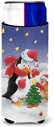 אוצרות קרוליין aah7203muk פינגווין ורובין עם עץ חג המולד אולטרה חיבוק לפחיות דקות, יכול שרוול קריר
