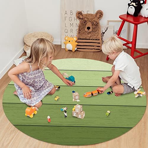 שטיח שטח עגול גדול לחדר שינה בסלון, שטיחים ללא החלקה 6ft לחדר ילדים, ירוק וטרוף טורקיז עץ טורקיז עץ