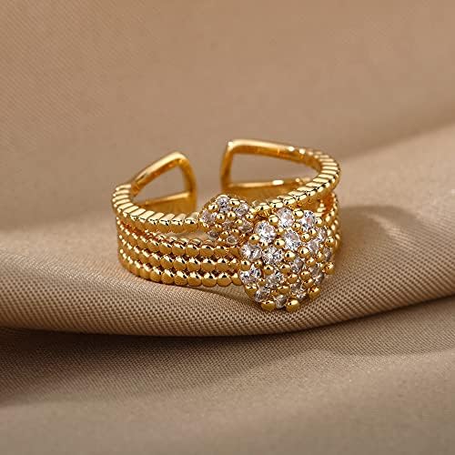 ויאלמה זירקון מעגל פתוח טבעות לנשים קריסטל זהב אצבע קסם מתכוונן טבעת חתונה ולנטיין תכשיטים-89921