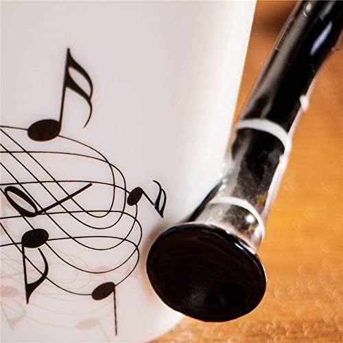 כוס ספל קפה קרמיקה עם ידית קלרינט 3 ד', לשתות תה קקאו חלב ספלי פורצלן בעבודת יד, 13.5 עוז, לחברים נגני מוזיקאים