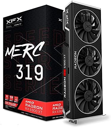 XFX Speedster Merc319 AMD Radeon RX 6900 XT כרטיס גרפיקה משחק שחור עם 16GB GDDR6, HDMI, 3XDP,