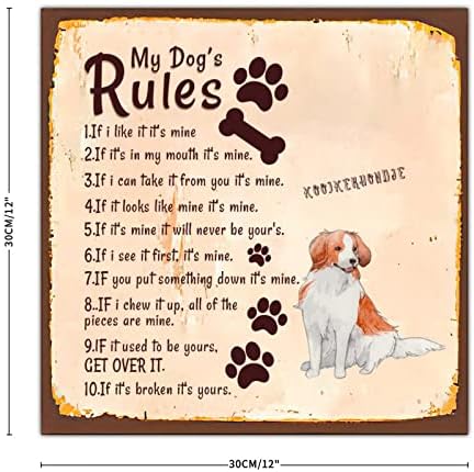 שלי כלב של כללים מצחיק כלב מתכת סימן שלט מתכת צלחת עם סרקסטי לחיות מחמד כלב אומר בציר לחיות מחמד דלת קולב כפרי