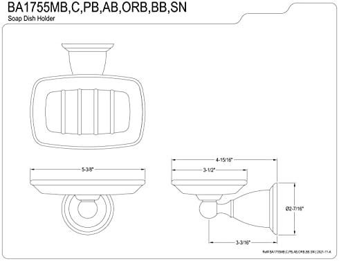 פליז קינגסטון BA1755AB מורשת סבון הרכבה על קיר, פליז עתיק