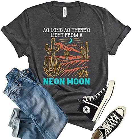 ניאון ירח חולצה לנשים המדינה מוסיקה חולצת טי רטרו מערבי טי חולצה ברוקס ודאן חולצה מוסיקה מאהב למעלה טי חולצות