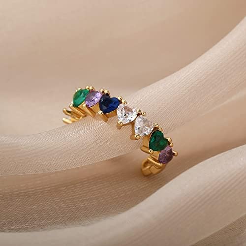 ססגוניות מעוקב זירקון לב פתוח טבעות לנשים בנות זהב טבעת קריסטל חתונה זוג טבעות תכשיטים אנילוס-87826