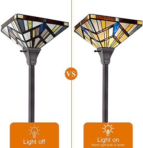 קפולינה טיפאני לפיד רצפת מנורת 70 גבוה בציר תעשייתי מוט המשימה סגנון מוכתם זכוכית עומד אור לסלון