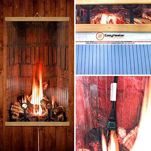 תנור חימום חשמלי אינפרא אדום עם אח 3 ד ' בטוח לתמונה, יעיל ומסוגנן על קיר, 400 וואט מקורה
