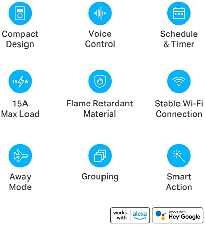 Kasa Smart Plug Mini 15A, Wi-Fi Outlet Home Smart עובד עם Alexa, Google Home & Ifttt, אין צורך