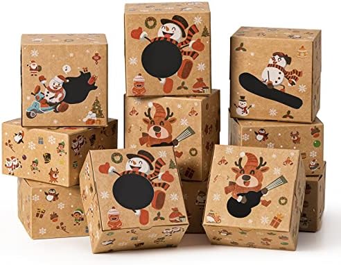 סונולגה 20 יחידות קופסאות עוגיות עם חלון, 4 על 4 על 2.5 אינץ ' סט קופסאות קאפקייקס לחג המולד, קופסת