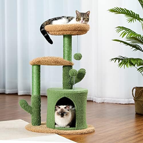 חתול עץ יציב מודרני חתול עץ מפנק מוטות ייחודי חתול עץ חתול צעצועי חתול עצים מקורה חתולי חתולים קטן