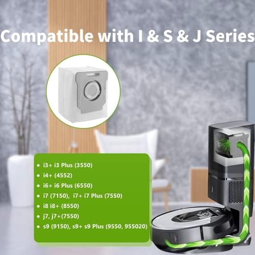 GetAlong 10 שקיות ואקום אריזות תואמות לתיקי Roomba I & S & J Series i3+ i4+ i6+ i7+ i7plus J7+ i8+