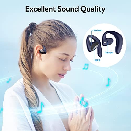 Ciodat אוזניות באוזן פתוחה Bluetooth אלחוטית 5.1 אוזניים אוזניים פתוחות עם תצוגת כוח LED, זמן