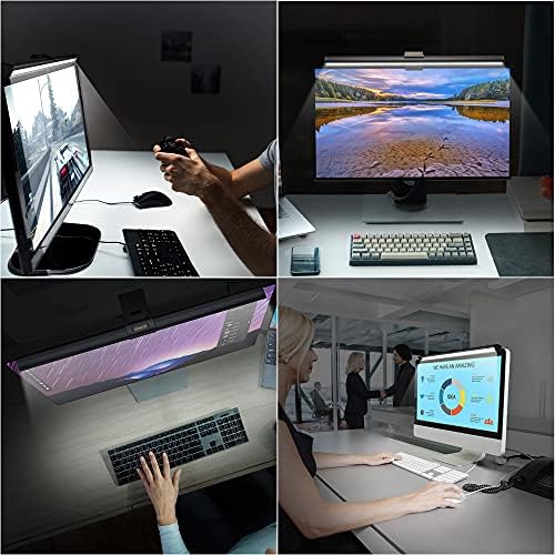 בקרוב צג מחשב סרגל אור אור אור קריאה אלקטרונית מנורה למשימות LED, 3 מצבי צבע, מופעל על ידי USB, ללא מסך בוהק,