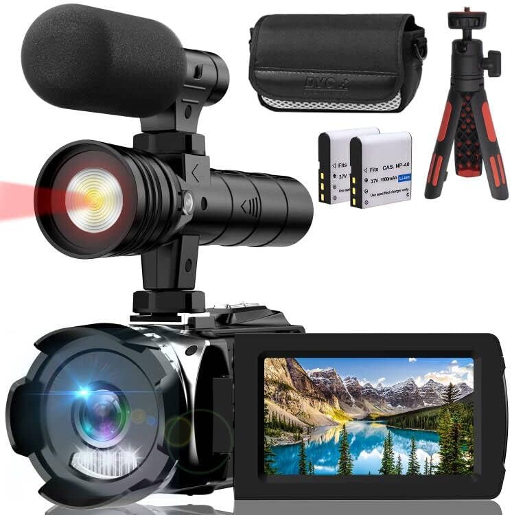 מצלמת וידאו 4K 24x זום דיגיטלי חזק, 3.0 אינץ 'IPS מצלמת vlogging עם חושך IR Vision Night, 270