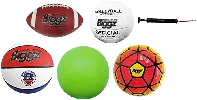 תיק ביגז של כדורי ספורט - כדורסל, כדור כדורגל, כדורגל, כדורעף, כדור משחקים ומשאבה