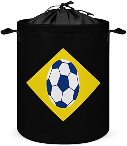 ברזילאי כדורגל כדורגל דגל סל כביסה עגול מתקפל סל כביסה דלי אחסון אחסון תיבת עם חבל ידית