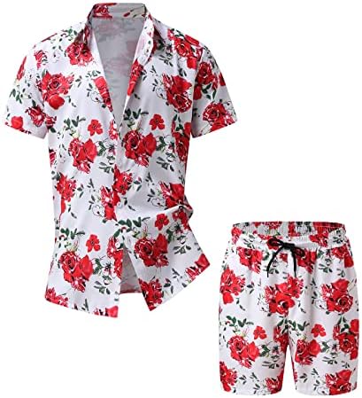 תלבושות אימוניות 2 חלקים לגברים שרוול קצר תלת מימד הדפס חולצה הוואי ותפאורות קצרות תלבושות חוף קיץ וינטג
