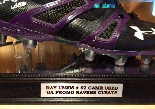 משחק ריי לואיס השתמש בערבים חתומים שחוקים UA NFL כדורגל נעלי נעלי RL ו- JSA COA - משחק NFL משומש