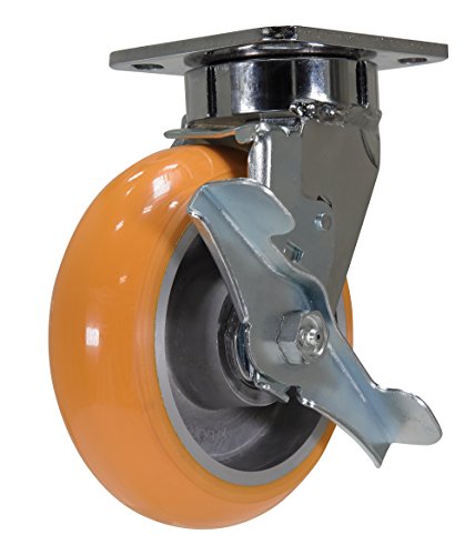 Vestil sirius polyurethane מסתובב עם גלגל בלמים 6 אינץ 'קוטר x 2 אינץ' רוחב 1500 קילוגרם. קיבולת