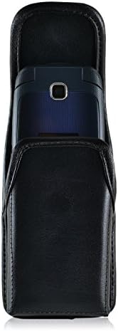 מארז חגורת Turtleback מיוצר עבור LG 450 כיס עור נרתיק אנכי שחור עם קליפ חגורת מחגר כבד מסובב תוצרת ארהב