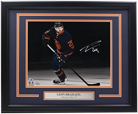ליאון דרייסיטל חתום על מסגרת אדמונטון אוילרס 11x14 קנאי תמונות זרקור - תמונות NHL עם חתימה