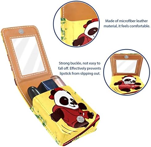 שפתון מקרה עם מראה חמוד נייד איפור תיק קוסמטי פאוץ, קריקטורה בעלי החיים פנדה