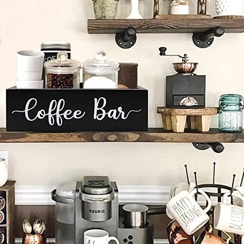 Zingoetrie קפה קפה קופסת עץ קופסת תחנת קפה מחזיק בית חווה עיצוב מטבח עיצוב קפה שחור מארגן עץ