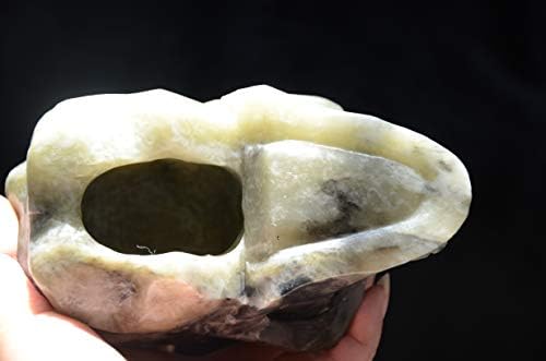 אבן חן אפור טבעית קריסטל קוורץ גולגולת גולגולת פסלונין גילוף מציאותי בגודל 5.74 אינץ 'רייקי רוחני