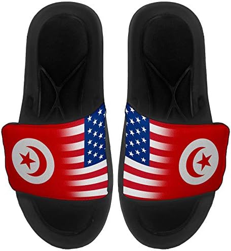 ExpressItbest מרופד סנדלים/שקופיות לגברים, נשים ונוער - דגל תוניסיה - דגל תוניסיה