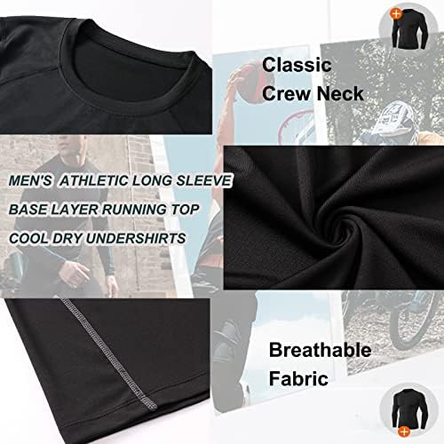 3 חבילה גברים של דחיסת חולצות ארוך שרוול אתלטי אימון חולצה ספורט שכבה בסיסית חולצות