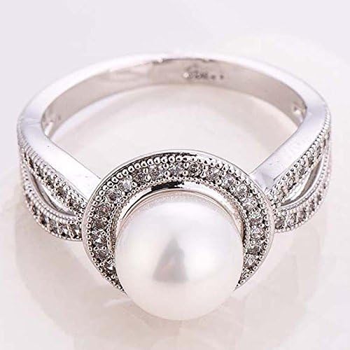 נשים פרל & מגבר; לבן ספיר 925 כסף סטרלינג טבעת חתונה מסיבת תכשיטי חדש גודל 6-10