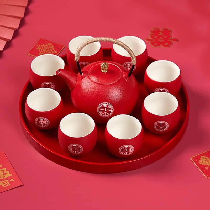 סיר תה קרמיקה גנרית סט תה סיר תה וכוס סט בסגנון סיני בסגנון סינית מתנות חבורת תה אדום סיר של שמונה כוסות