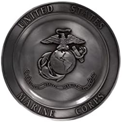 חיל הנחתים של ארצות הברית מורשה צלחת בדיל לאספנים בגימור ניקל מוברש עם לוגו ארה ב מוטבע דקורטיבי עם