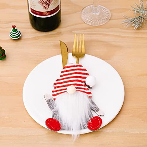 חג המולד גנום כלי שולחן מחזיק כלי כסף מחזיקי כיסי סט כפית מזלג שקיות לחג חג המולד המפלגה ארוחת ערב שולחן קישוטי