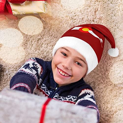 קולורדו דגל סקי חג המולד כובע רך קטיפה סנטה כובע מצחיק כפה עבור חג המולד לשנה חדשה חגיגי מפלגה