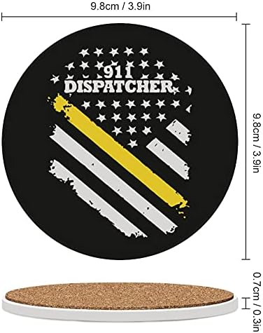 911 משגר דק זהב קו דגל סופג קרמיקה תחתיות עבור משקאות 3.9 קוטר עגול כוס שולחן מחצלות מודפס