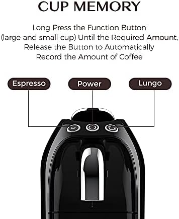 מכונת קפה אספרסו קטנה 20 בר קפה תואם לקפסולה מקורית של נספרסו עם מערכת כוס יחידה/כפולה לאספרסו, 1255W