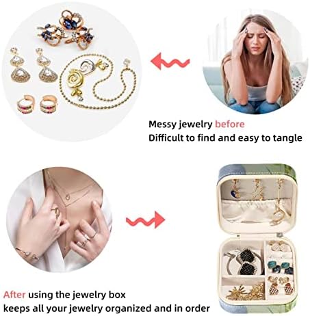 VBFOFBV נייד טיולים מיני קופסת תכשיטים תכשיטים PU תכשיטים מארגן טבעת מארגן מארגן לנשים, ציור אמנות מנוף במבוק