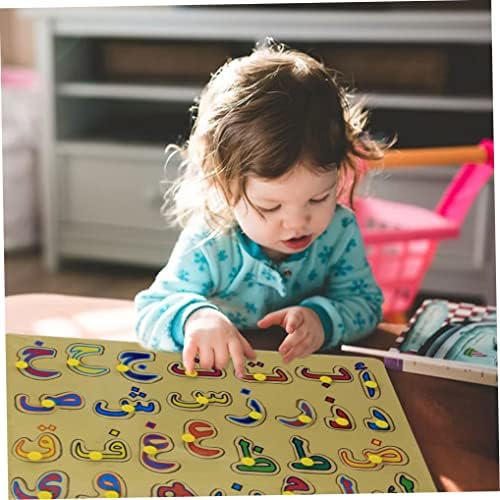 Kuyyfds ערבית לוח אלפבית ערבית מכתבי בעלי חיים מעץ פאזל עם ידיות מתנת צעצועים חינוכית מוקדמת לצעצועי