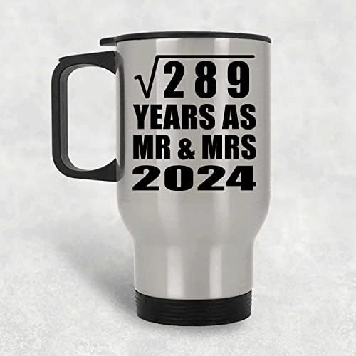 תכנן שורש ריבועי של 17 שנה לשורש 289 שנים כ- MR & MRS 2024, ספל נסיעות כסף 14oz כוס מבודד מפלדת