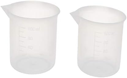 X-DREE 2 PCS 100 מל מעבדה שקופה מכולת נוזל פלסטיק מיכל מדידת כוס כוס (Bicchiere dosatore לכל