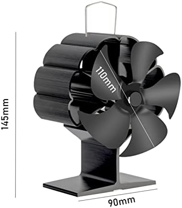 לינלין 5 להבים שחור אח חום מופעל תנור מאוורר עץ יומן צורב מאוורר יעיל חום הפצה בית חום כוח תנור מאוורר