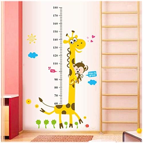 גובה תרשים גובה שליט ג'ירפה קוף ילדים לילדים מדבקות מדבקה אמנות ויניל עיצוב קישוט PVC נשלף לילדים