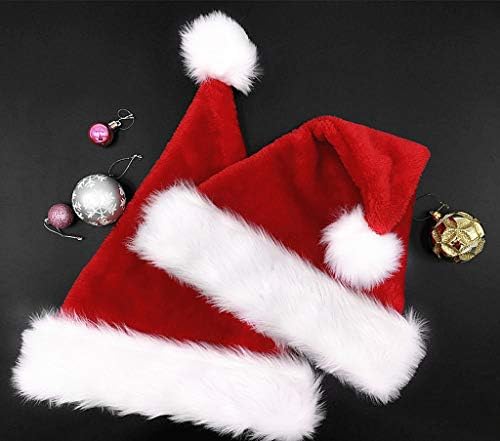 אלימיטופיה 2 יחידות חג המולד סנטה כובע, שכבה כפולה יוקרה קטיפה חג המולד סנטה קלאוס כובע חג המולד כובע