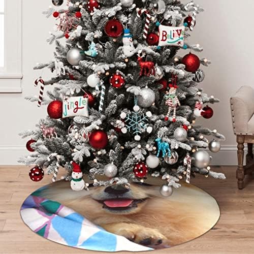 חצאית עץ חג המולד 48 - מחצלת עץ חג המולד פומרניסטית קצרת שיער לקישוט חג המולד קישוטים למסיבות לשנה
