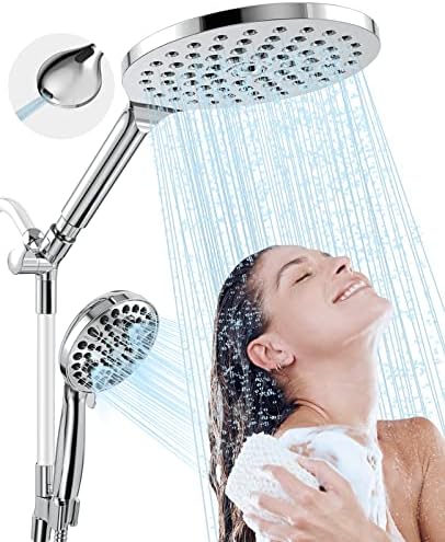 Makefit 21-Mode כפול כף יד משולבת ראש מקלחת, משודרג 2 ב -1 ראש מקלחת גשם מערכת ראש מקלחת גשמים