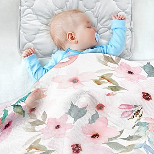 פרחי פלמינגו פרחי פלמינגו שמיכת כותנה לתינוקות, קבלת שמיכה, שמיכה רכה קלה רכה לעריסה, טיולון, שמיכות