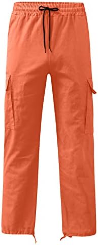 מכנסיים מטען לגברים קיץ חיצוני כיסים מרובים דק קומפי מכנסיים אופנתי מוצק צבע ישר כושר מכנסיים