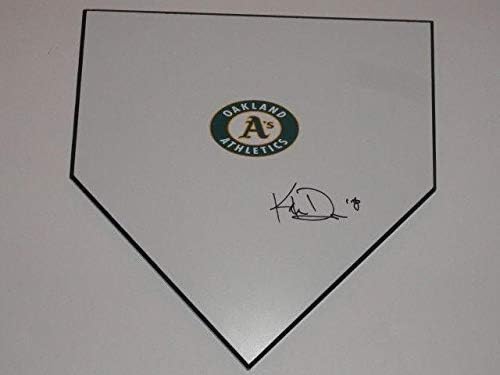 Khris Davis חתום צלחת ביתית אוקלנד אתלטיקה חתימה - משחק MLB משומש בסיסים