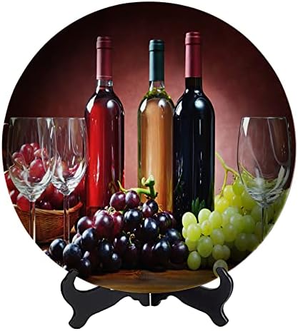 KAXUN יין אדום וענבים צלחת דקורטיבית ביתית קיר בהתאמה אישית תלויה לסלון, חדר שינה, מסוף מסוף שולחן